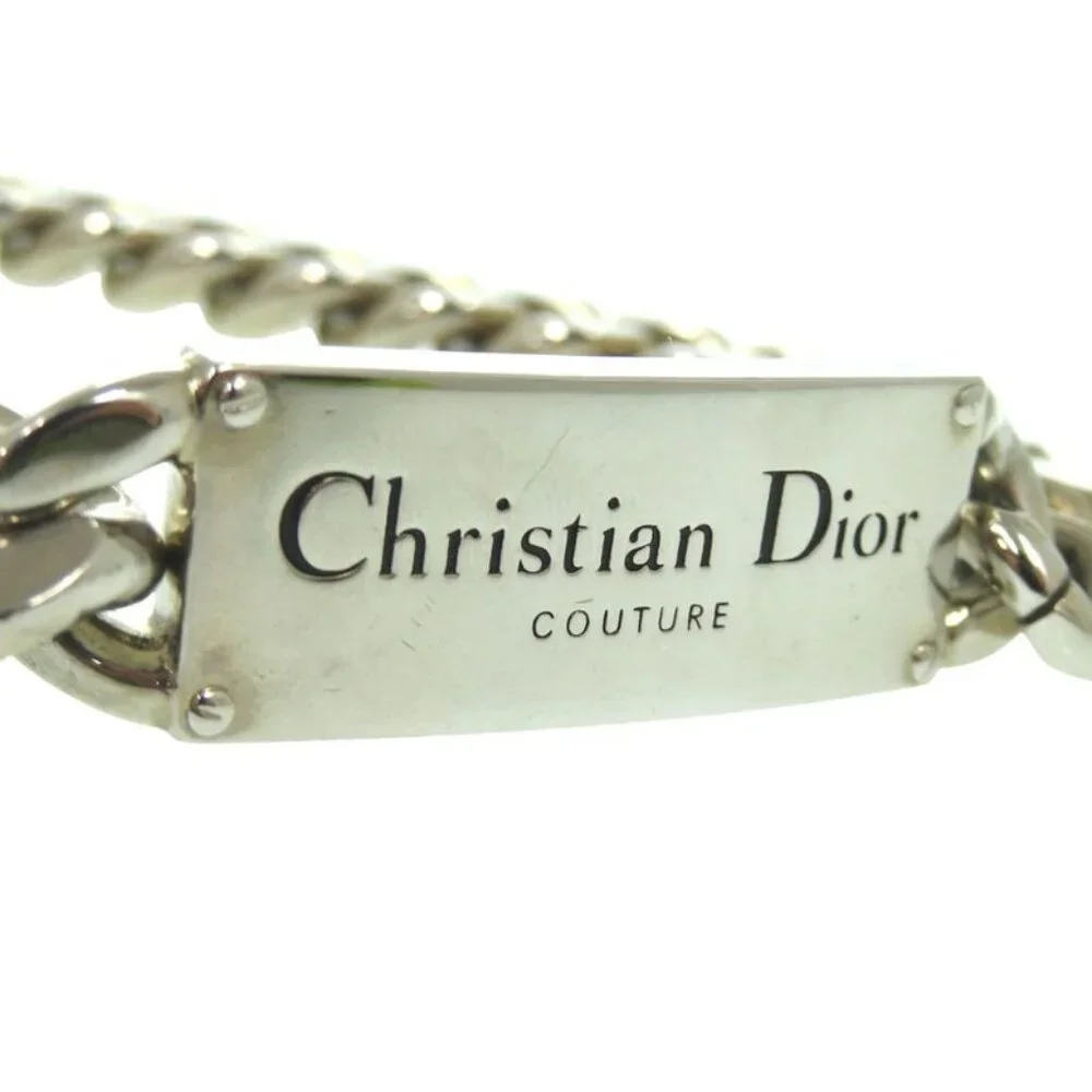 Christian Dior Chain Link Signature Plate N1971 Hommt d000 Silver Necklace 1245 - Picture 4 of 7